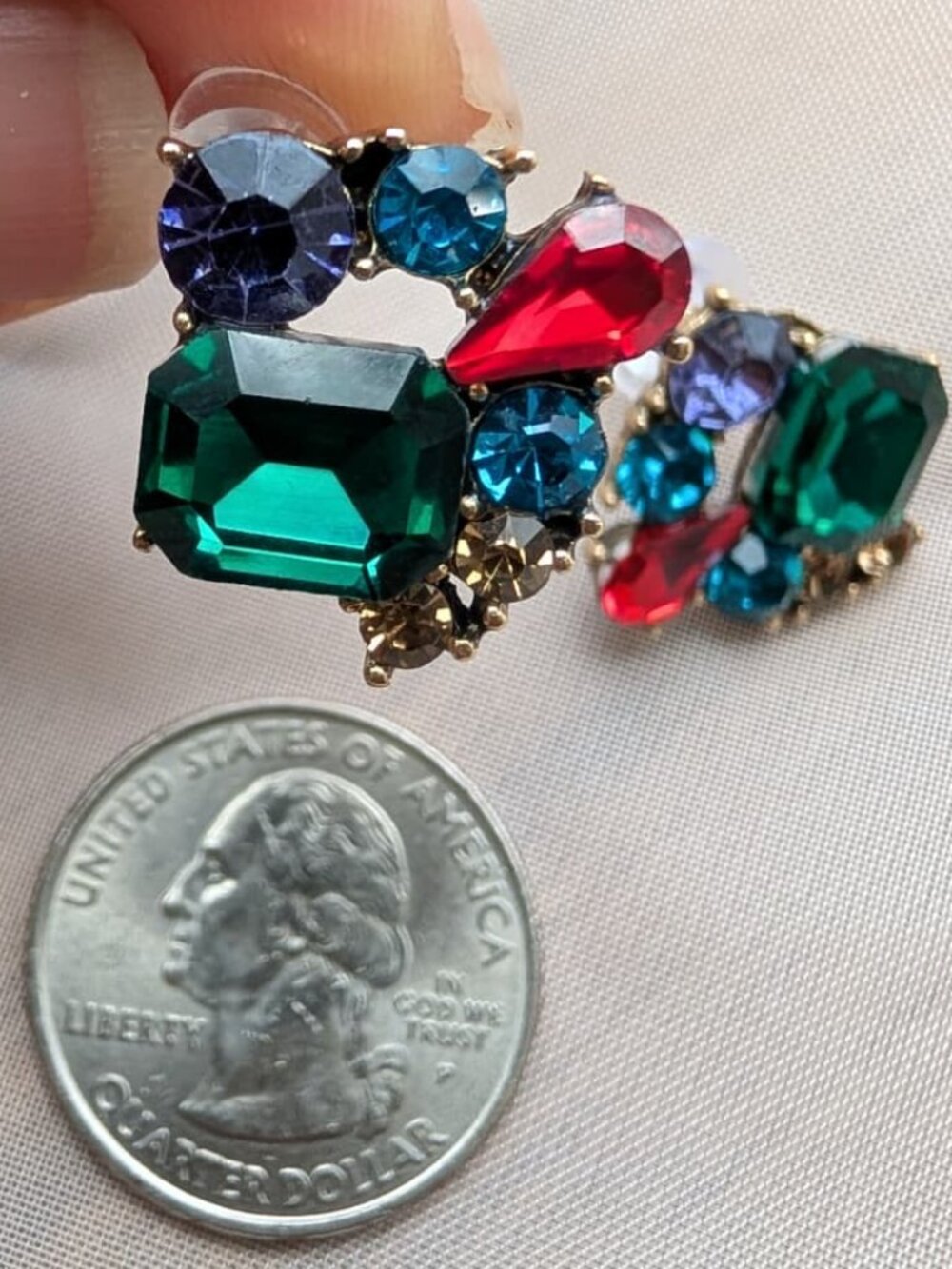 Colorful Gemstone Style Stud Earrings | Bold Jewel Tone Statement